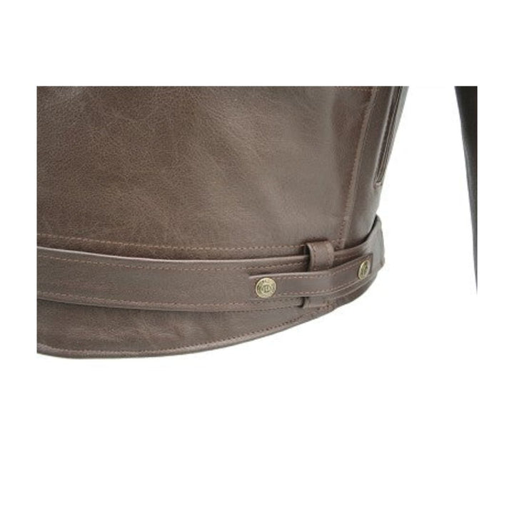 Mens Brown D Pocket Horsehide Motorcycle Jacket