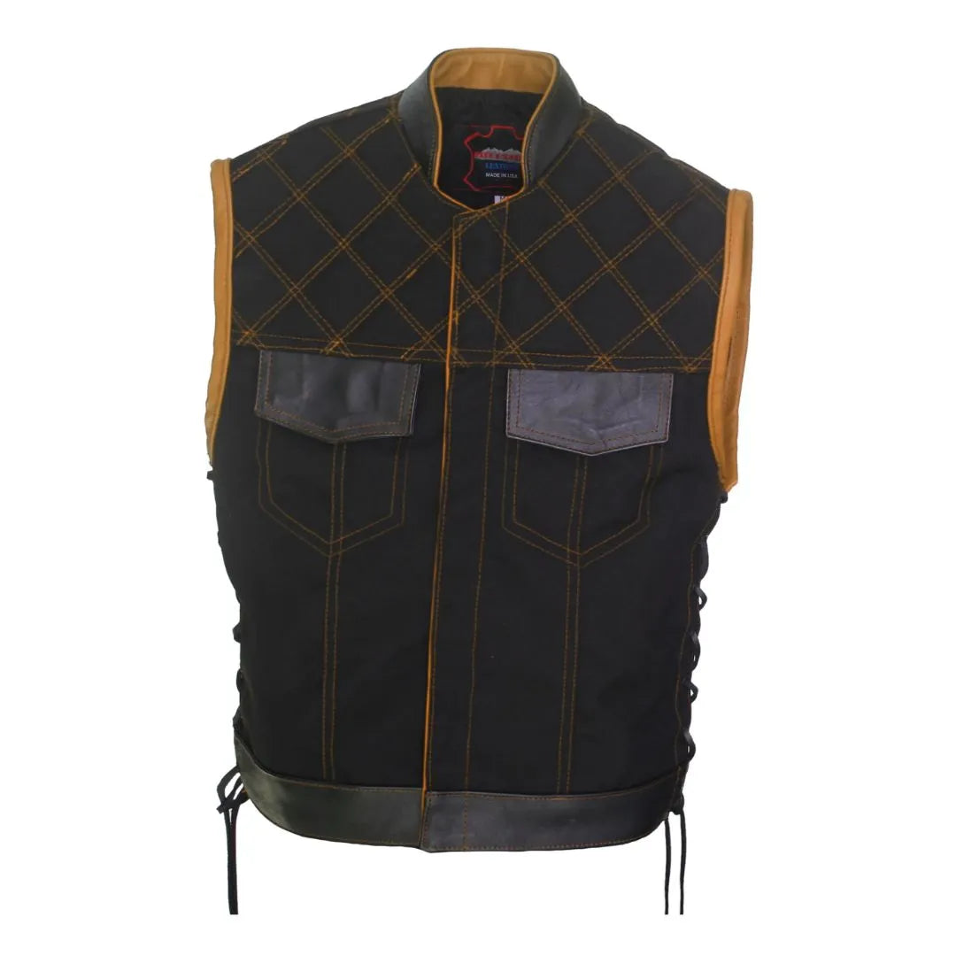 Double Stitch Diamond Biker Vest  Water Resistant Military Grade Fabric (Cordura)