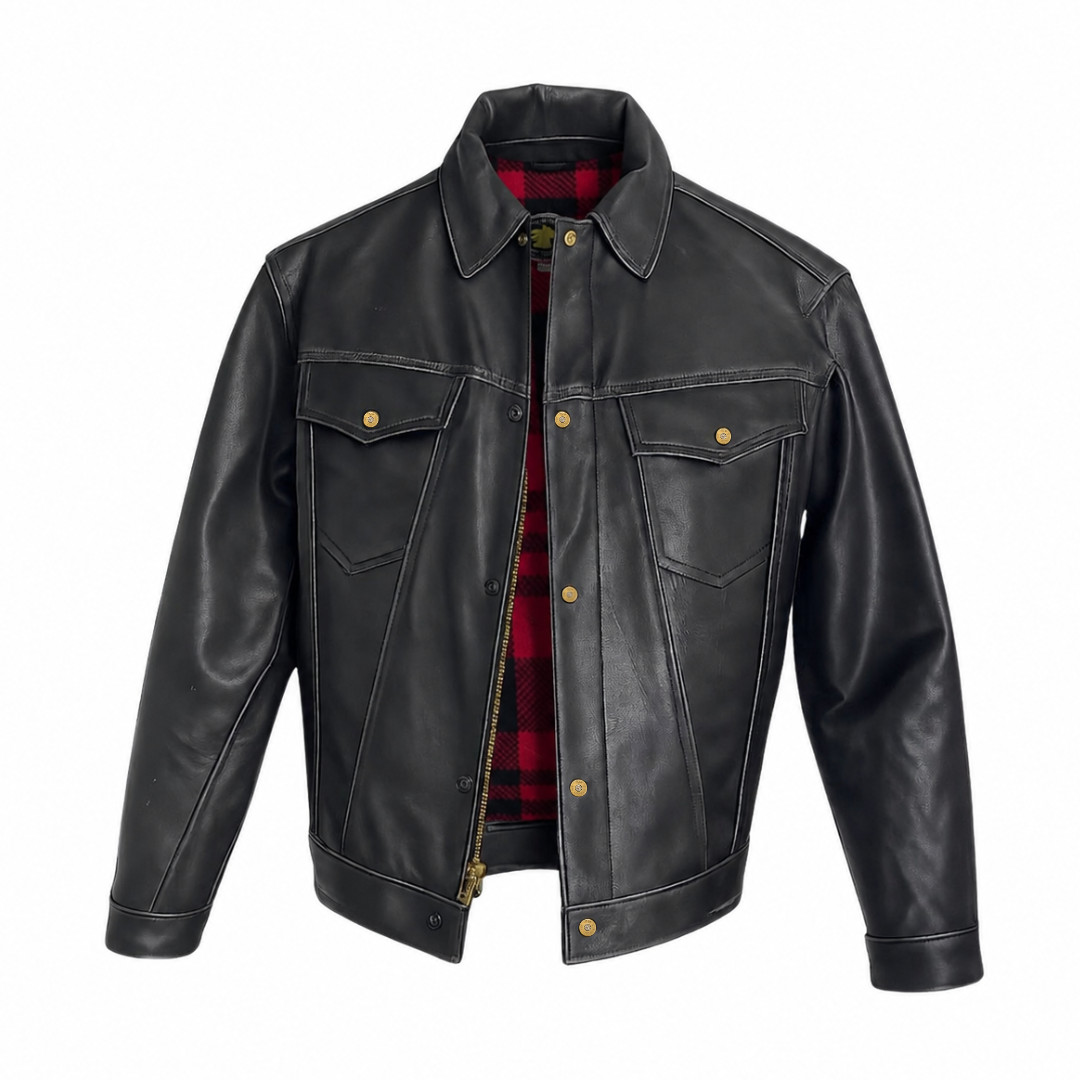 Trucker Black Distressed Horsehide