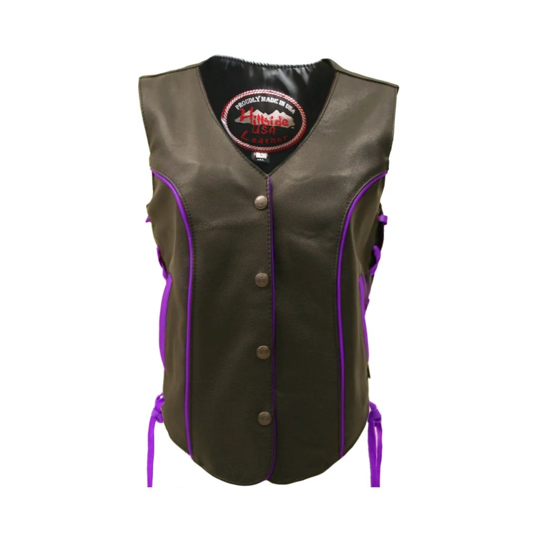 Women's Trim Biker Leather Vest