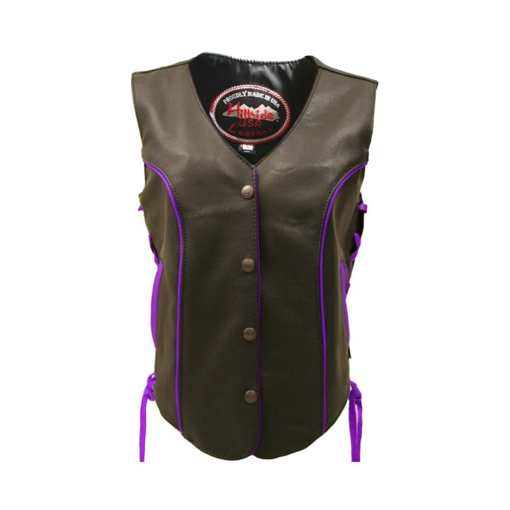 Women's Trim Biker Leather Vest
