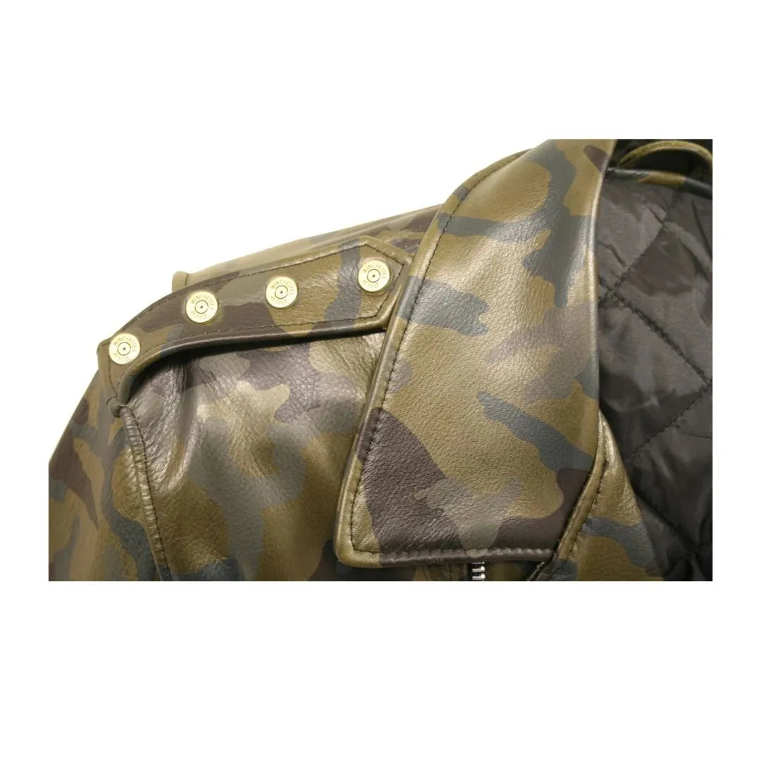 All Leather Camouflage Biker Jacket (Custom-Made)