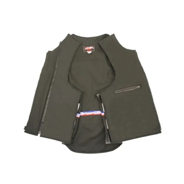 Removable Flap Tactical Leather Vest Black (Custom-Made)