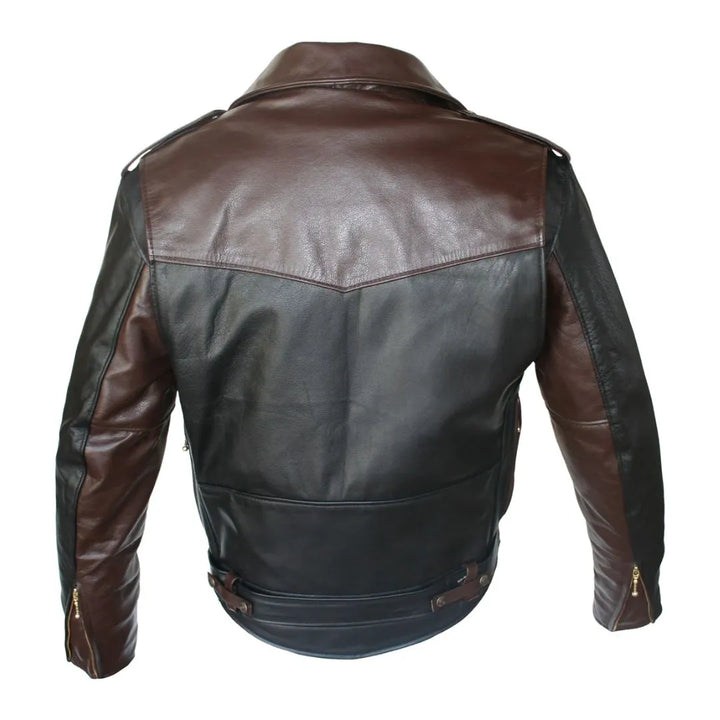 Two Tone D Pocket Horsehide Motorcycle Jacket