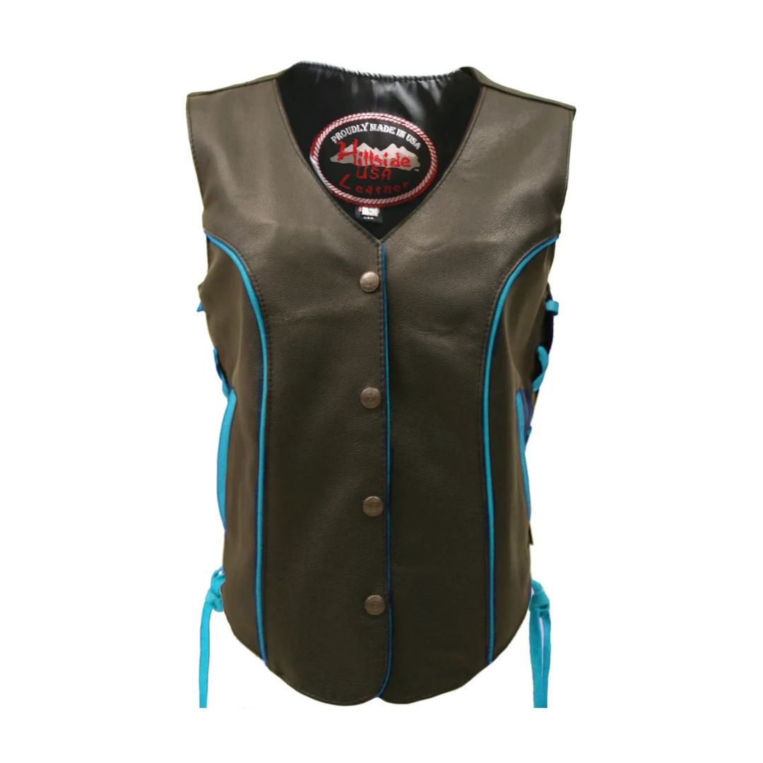 Women's Trim Biker Leather Vest
