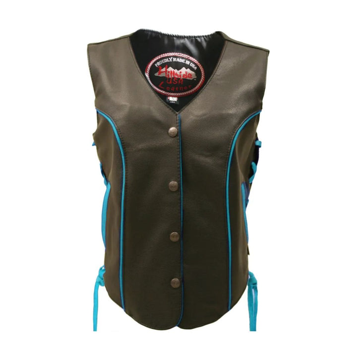 Women's Trim Biker Leather Vest