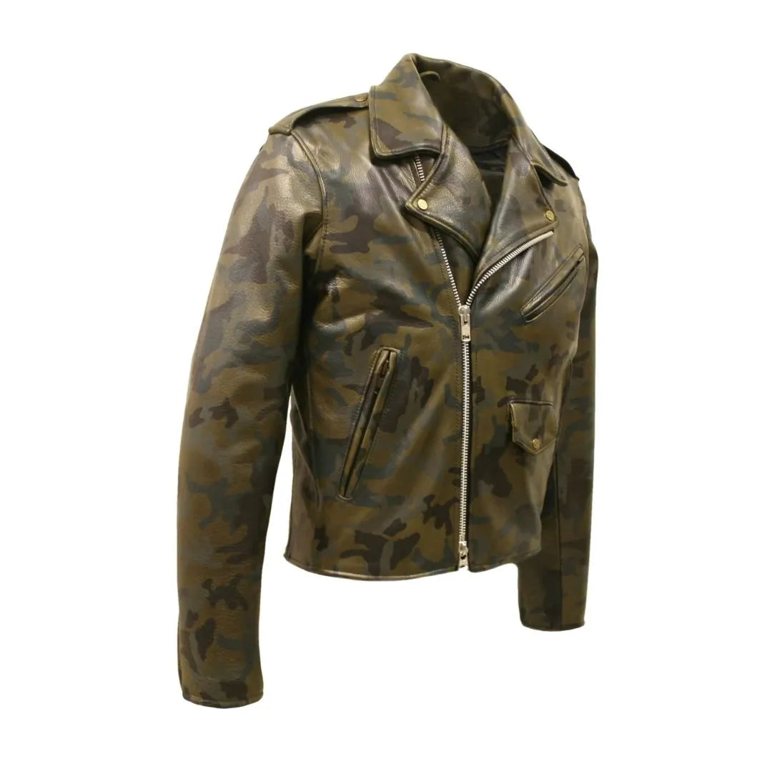 All Leather Camouflage Biker Jacket (Custom-Made)