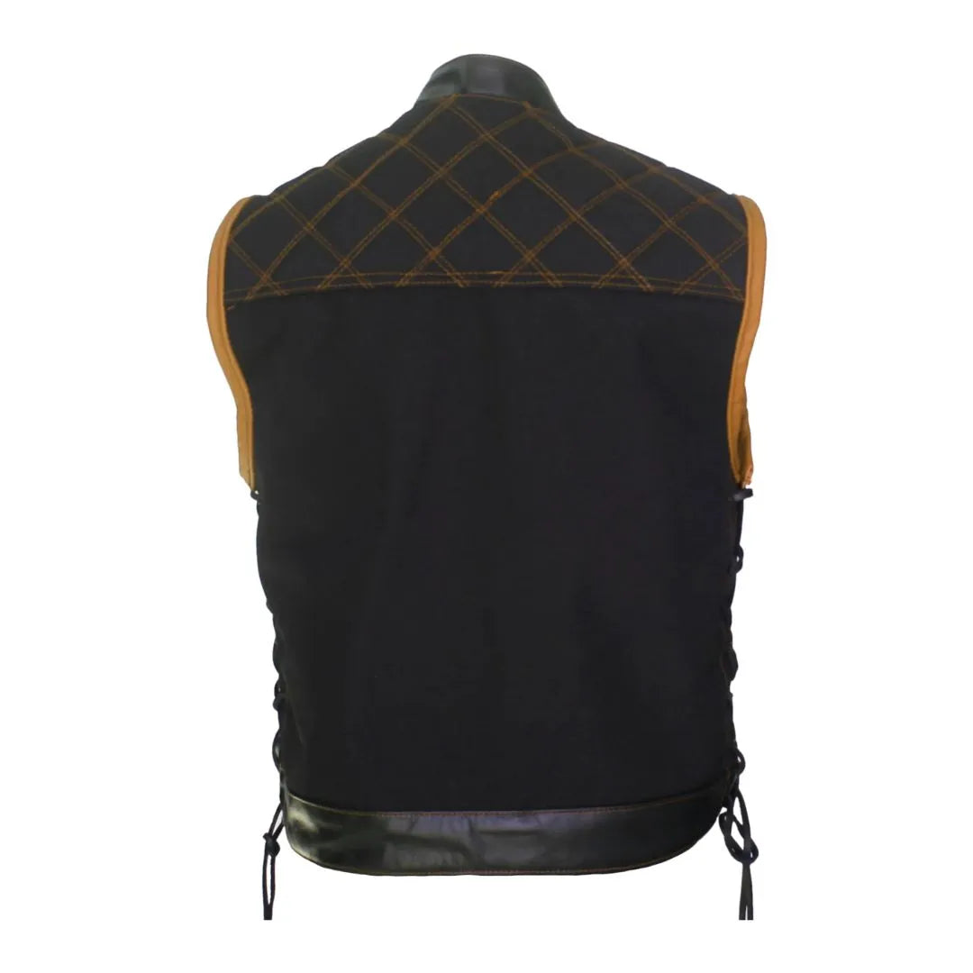 Double Stitch Diamond Biker Vest  Water Resistant Military Grade Fabric (Cordura)