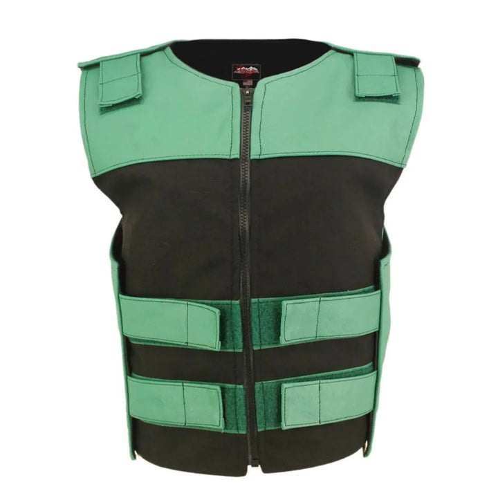 Women's Leather & Cordura Combo Zippered Tactical Vest (Custom-Made)