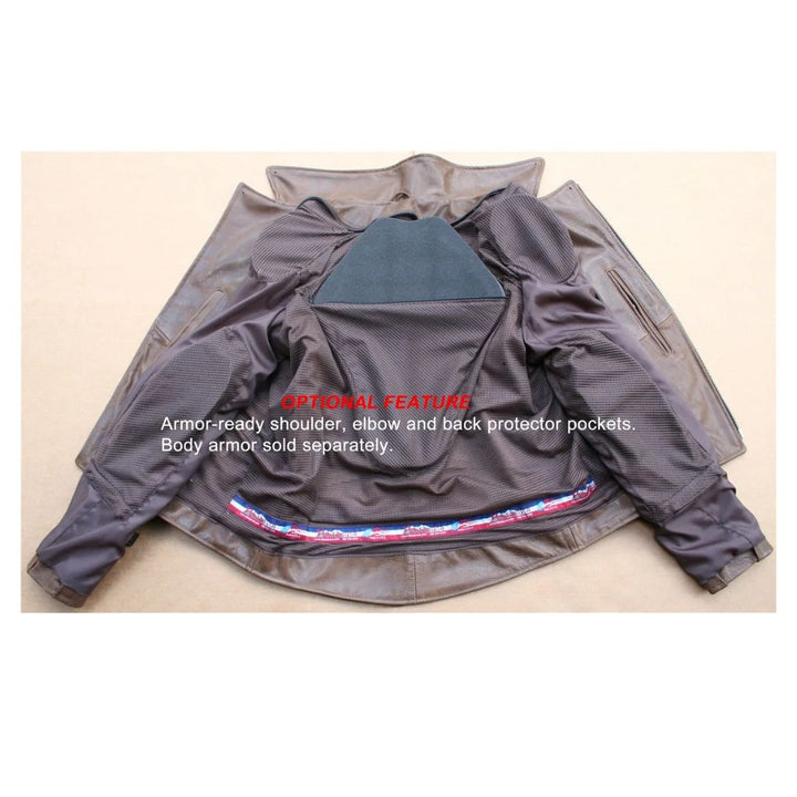 Men's D Pocket Distressed Brown Cowhide Biker Jacket