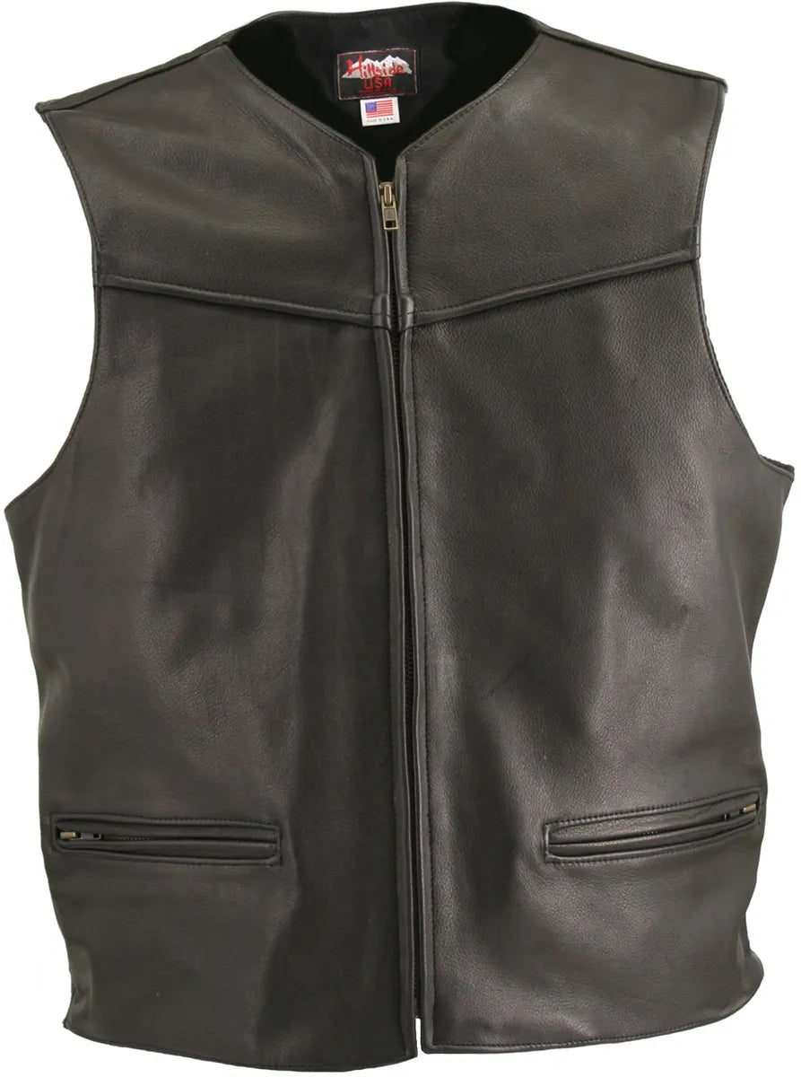 Men's Zipper Racer Leather Vest