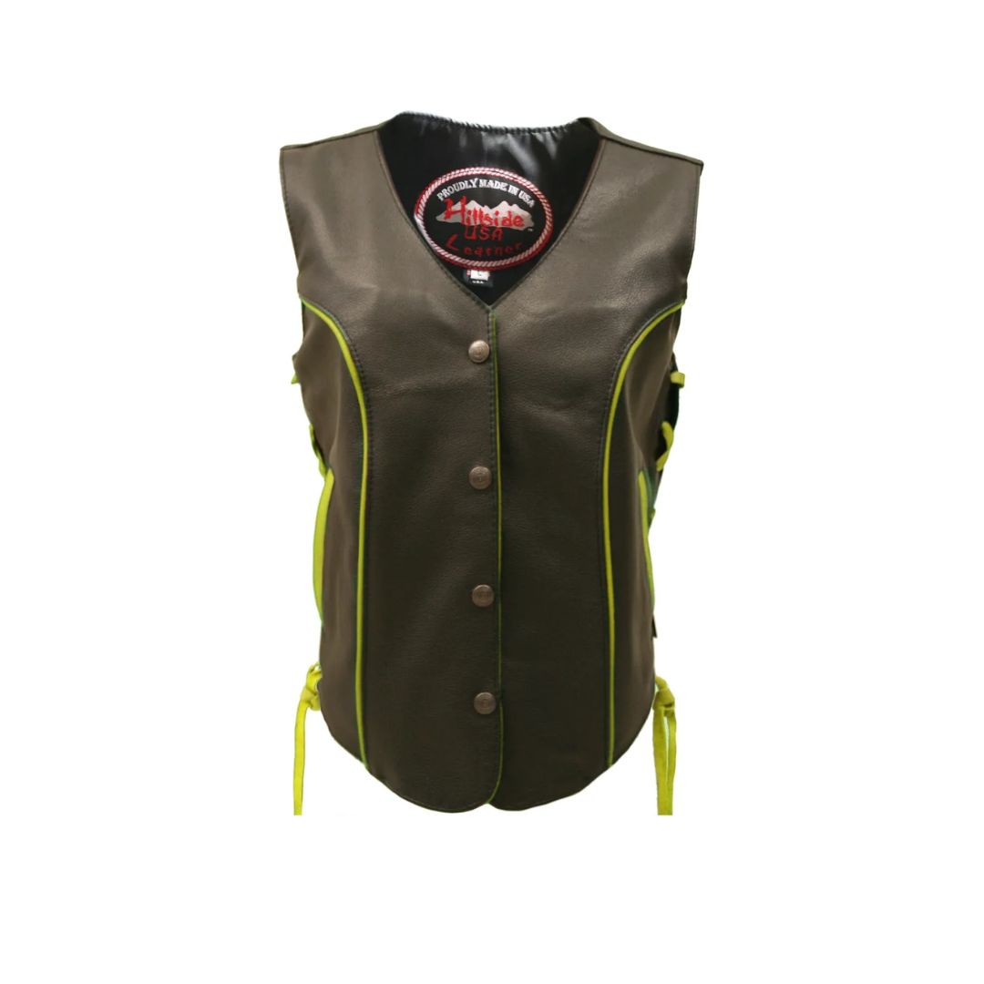 Women's Trim Biker Leather Vest