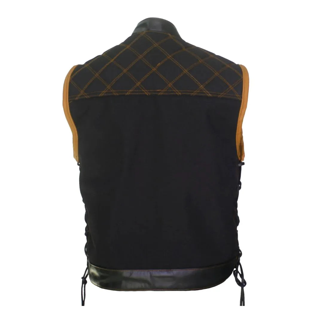 Double Stitch Diamond Biker Vest  Water Resistant Military Grade Fabric (Cordura)