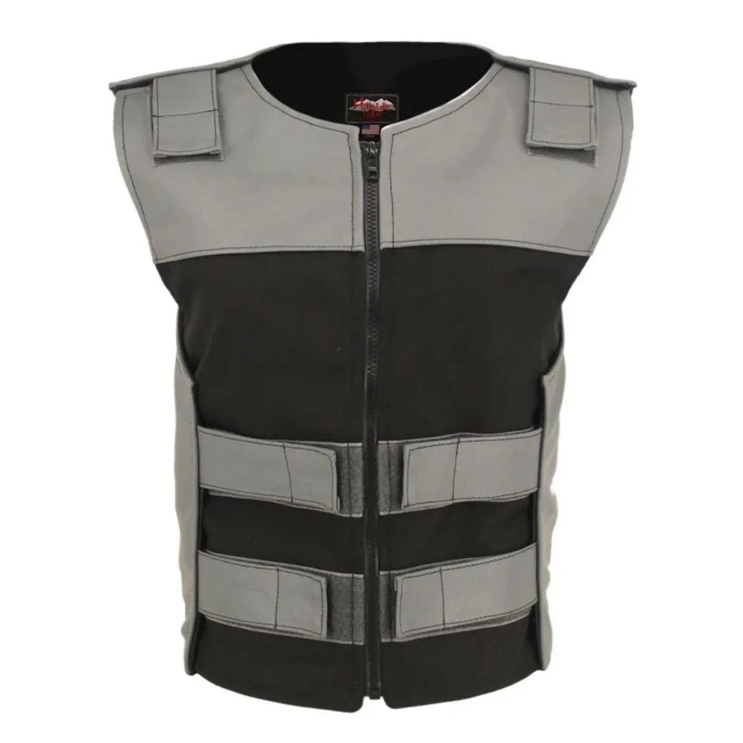 Women's Leather & Cordura Combo Zippered Tactical Vest (Custom-Made)