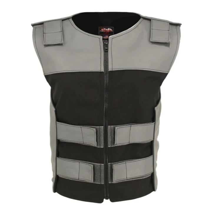 Women's Leather & Cordura Combo Zippered Tactical Vest (Custom-Made)