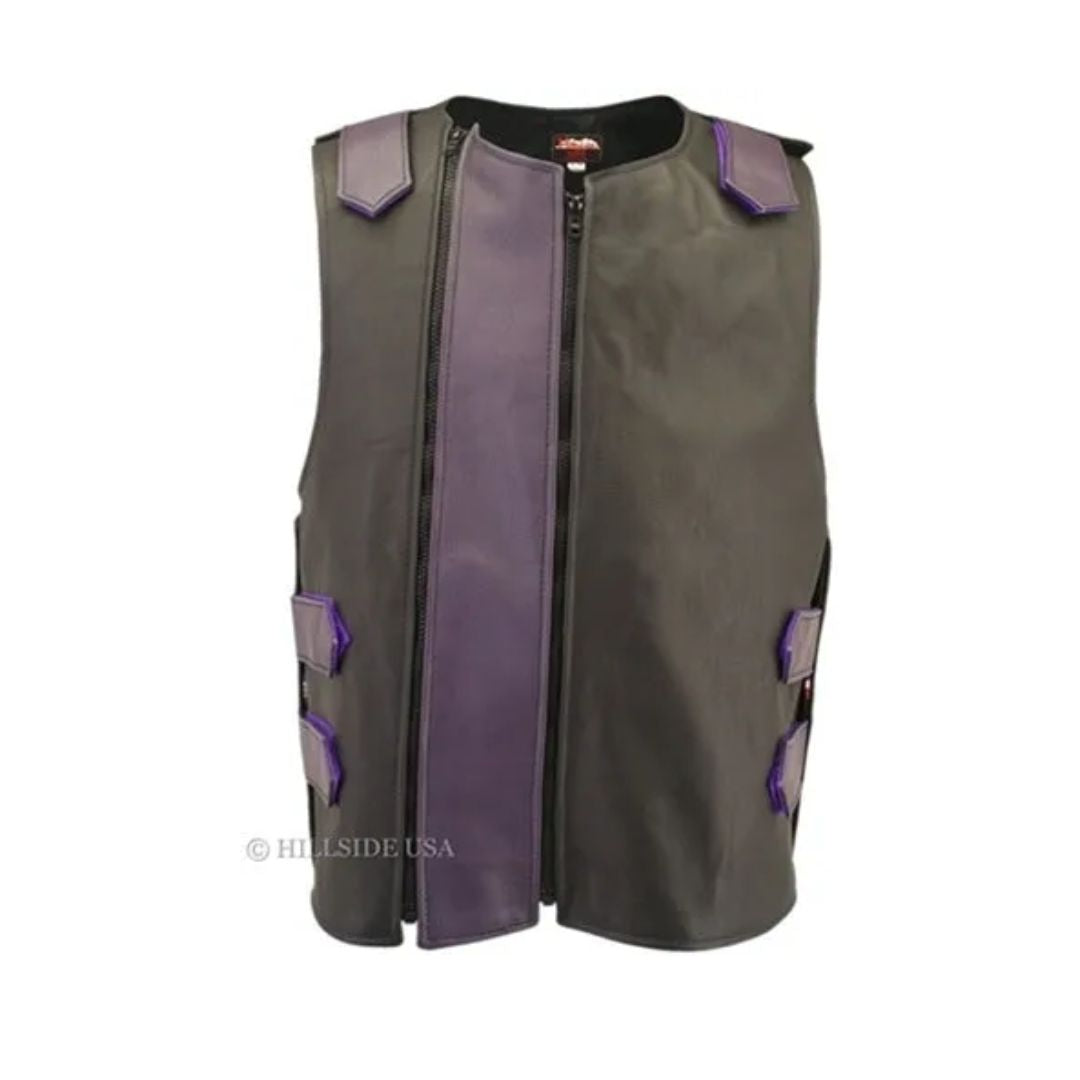 Men's Dual Front Zipper Tactical Leather Vest (Custom-Made)