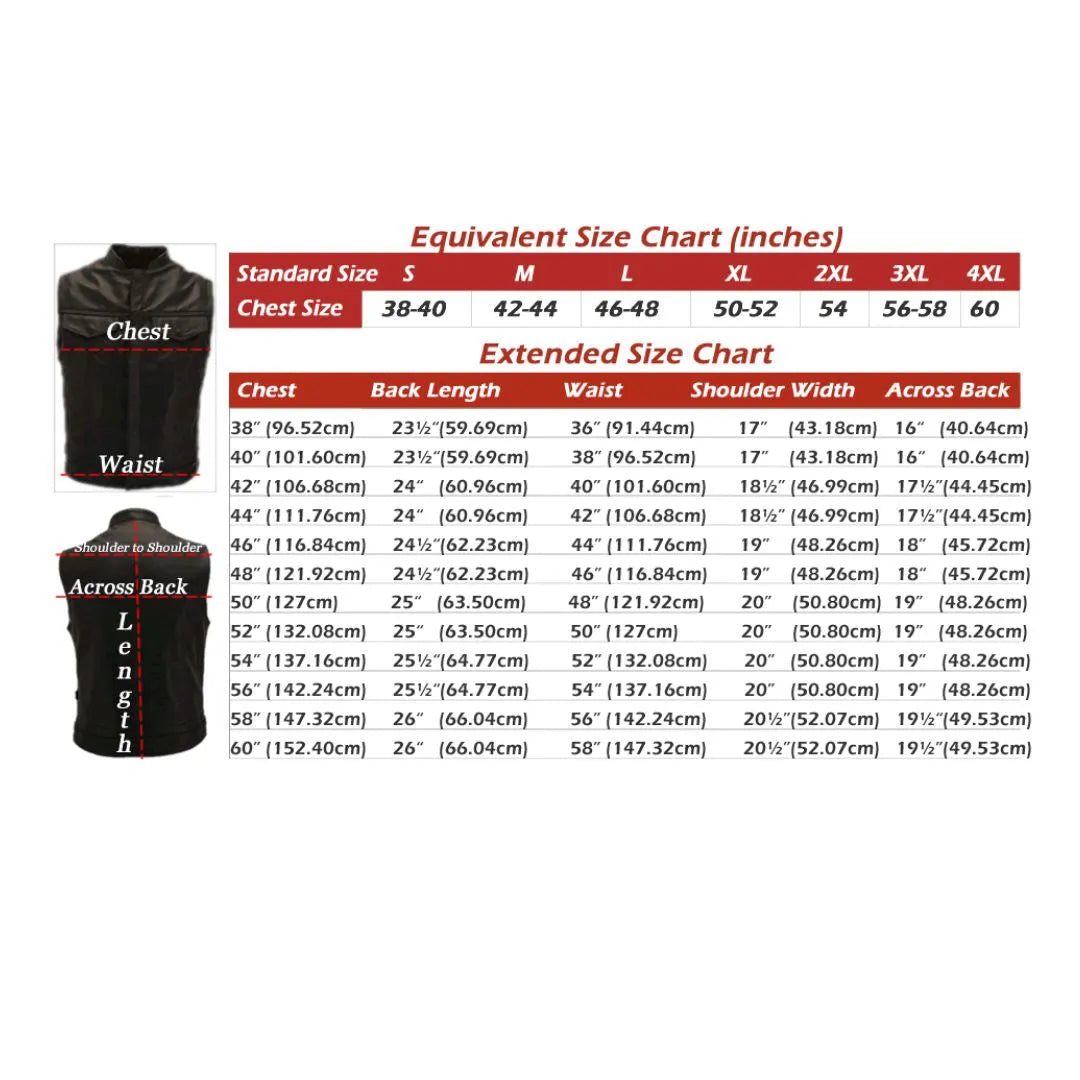 Club Style Perforated Leather Biker Vest