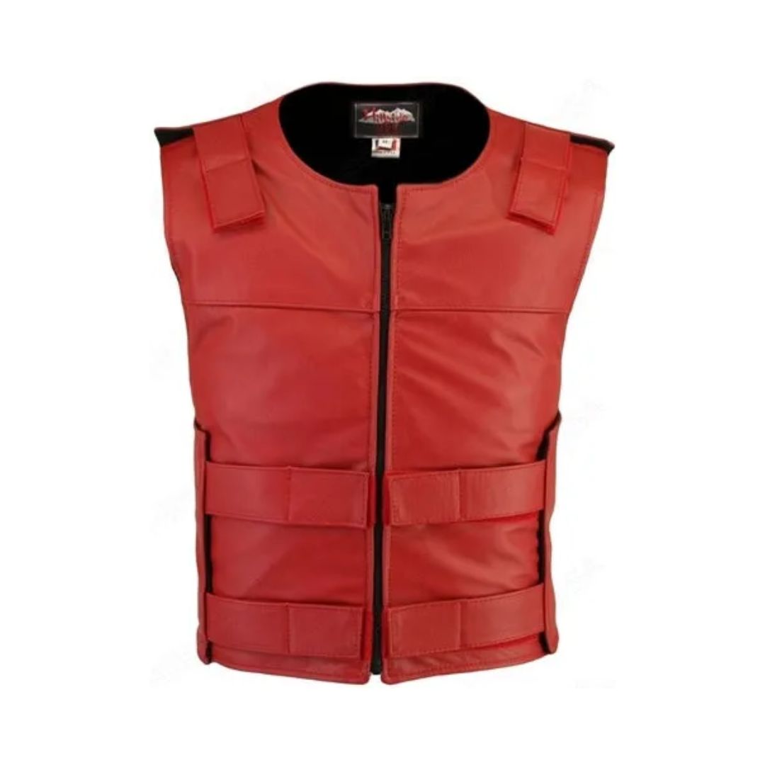Men's Zippered Tactical Style Leather Vest (Custom-Made)