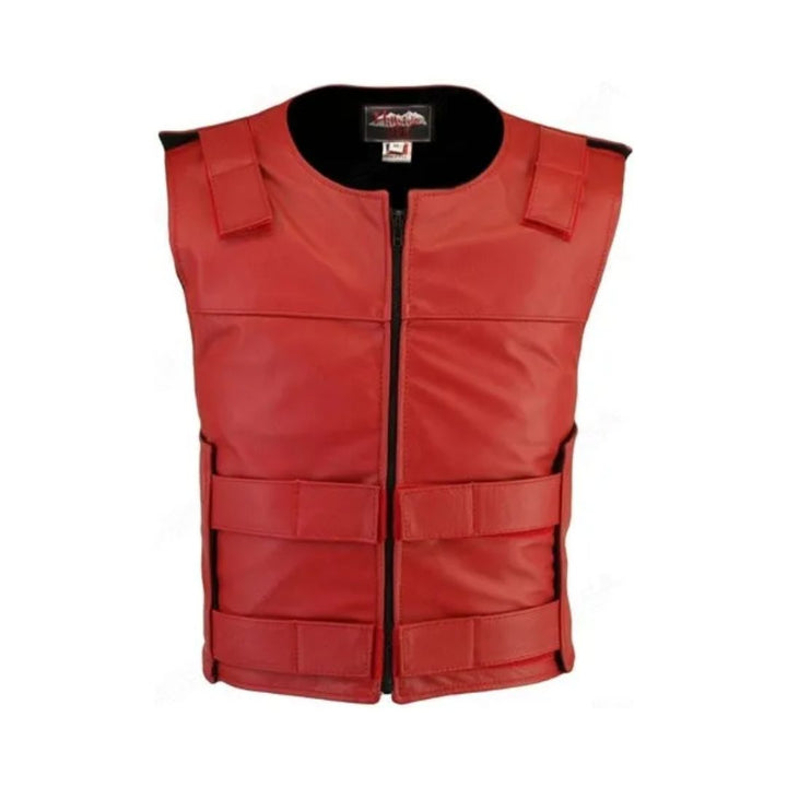 Men's Zippered Tactical Style Leather Vest (Custom-Made)