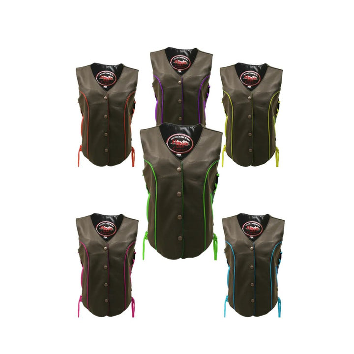 Women's Trim Biker Leather Vest