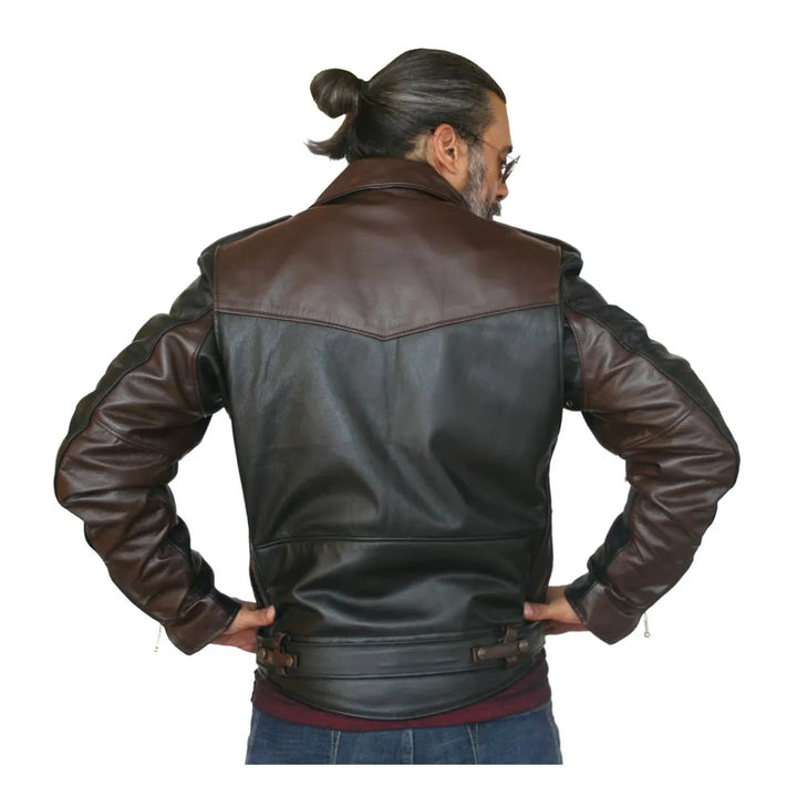 Two Tone D Pocket Horsehide Motorcycle Jacket