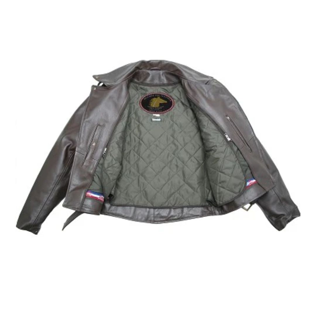 Mens Brown D Pocket Horsehide Motorcycle Jacket