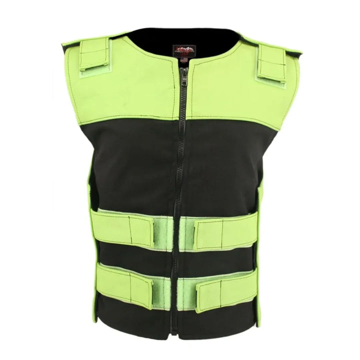 Women's Leather & Cordura Combo Zippered Tactical Vest (Custom-Made)