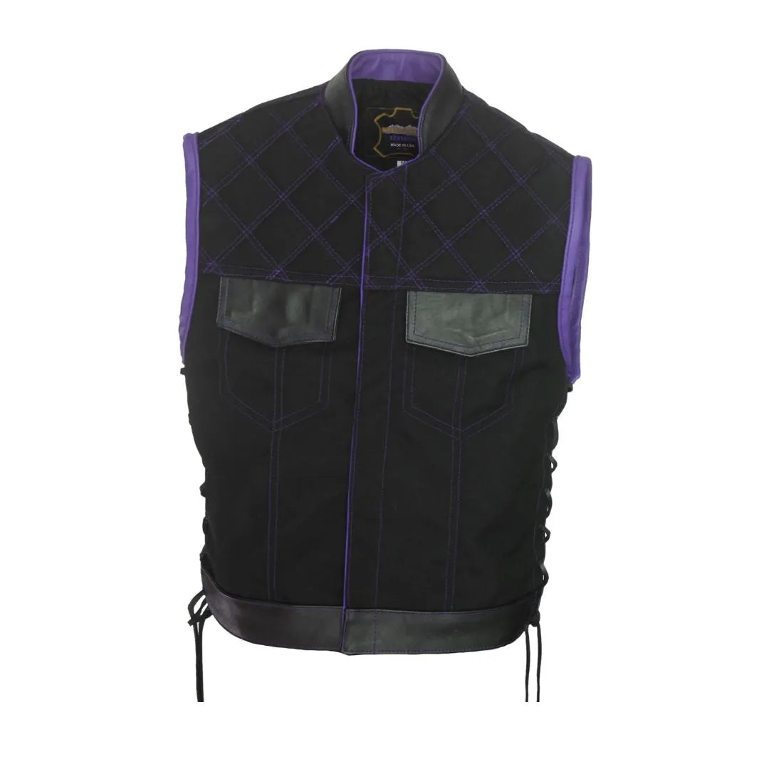 Double Stitch Diamond Biker Vest  Water Resistant Military Grade Fabric (Cordura)