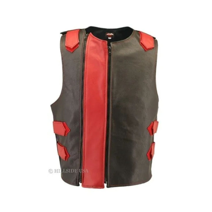 Men's Dual Front Zipper Tactical Leather Vest (Custom-Made)