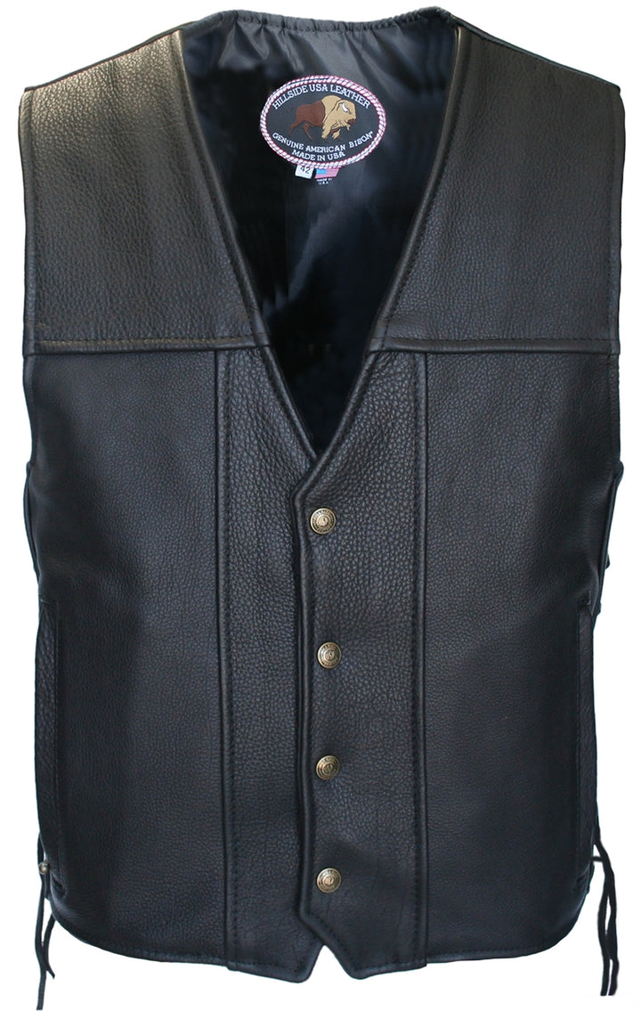 American Bison Leather Vest - Black