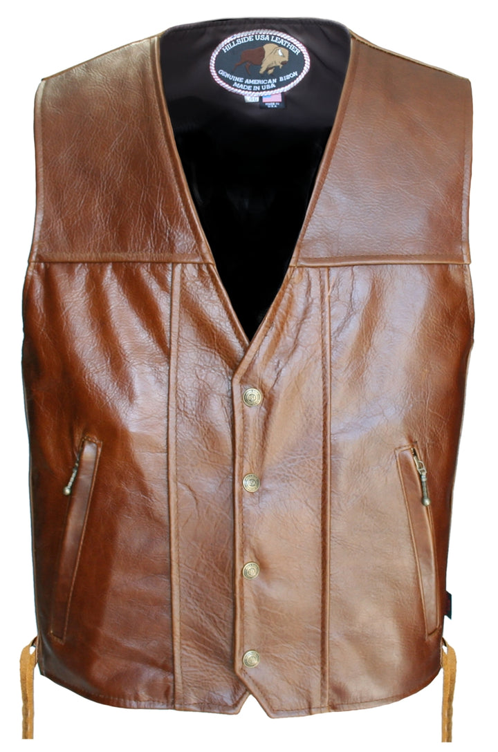 American Bison Leather Vest - Brown
