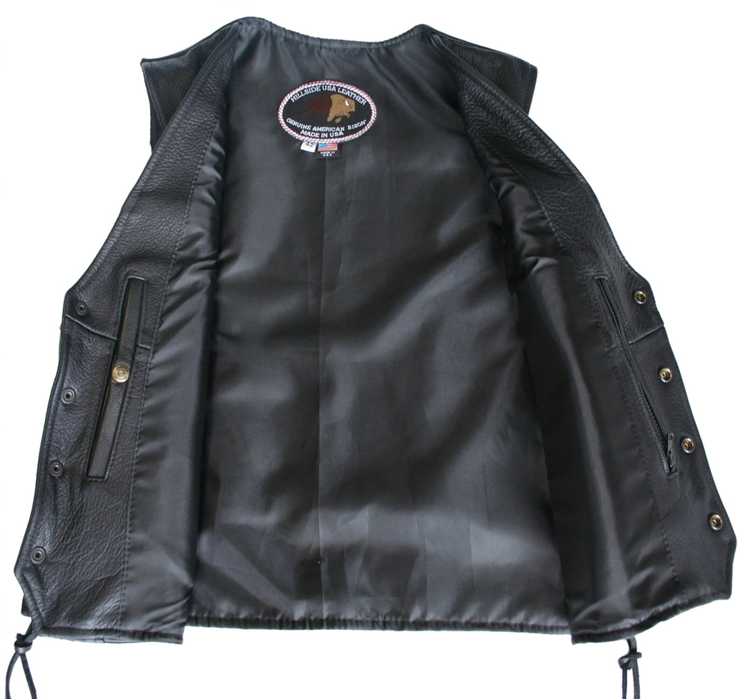 American Bison Leather Vest - Black