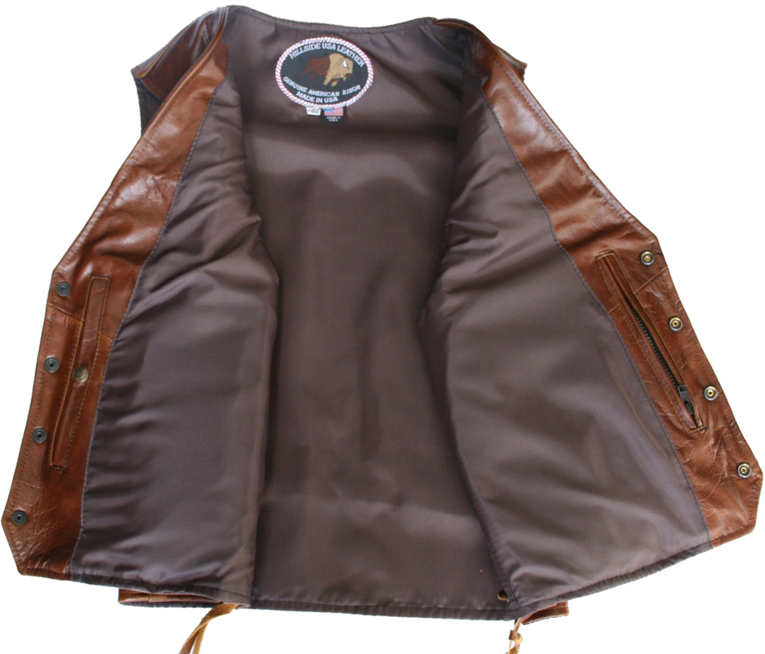 American Bison Leather Vest - Brown