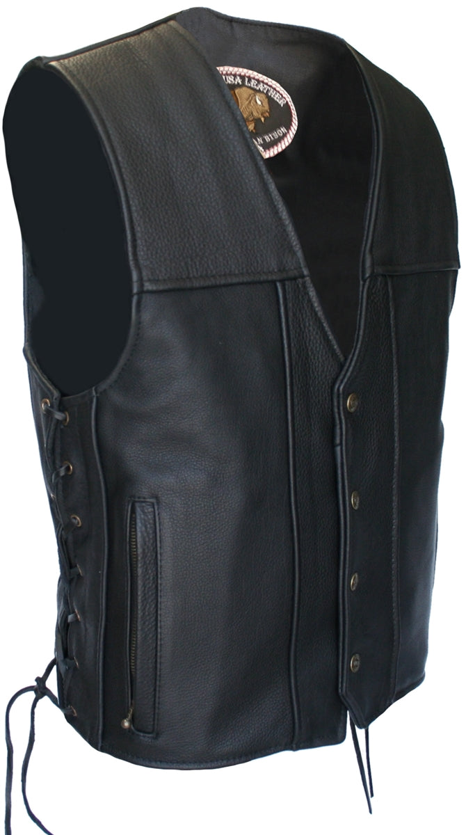 American Bison Leather Vest - Black