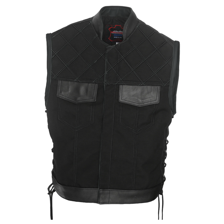Double Stitch Diamond Biker Vest  Water Resistant Military Grade Fabric (Cordura)
