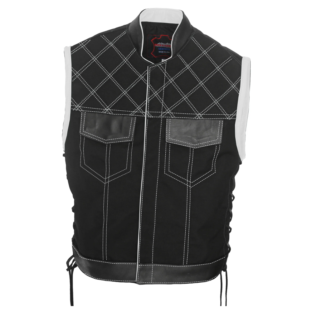 Double Stitch Diamond Biker Vest  Water Resistant Military Grade Fabric (Cordura)