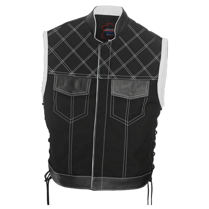 Double Stitch Diamond Biker Vest  Water Resistant Military Grade Fabric (Cordura)