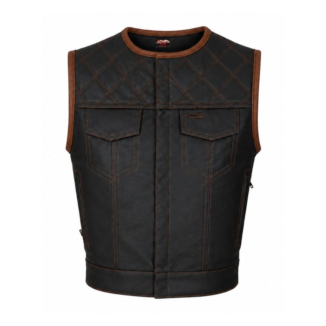 All Leather Double Diamond  Club Vest
