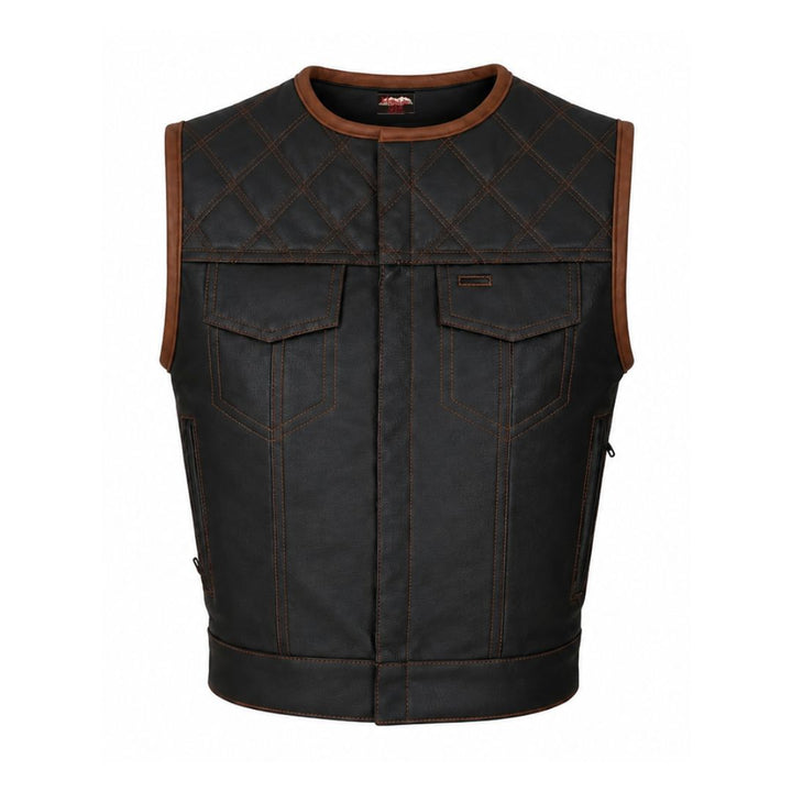 All Leather Double Diamond  Club Vest