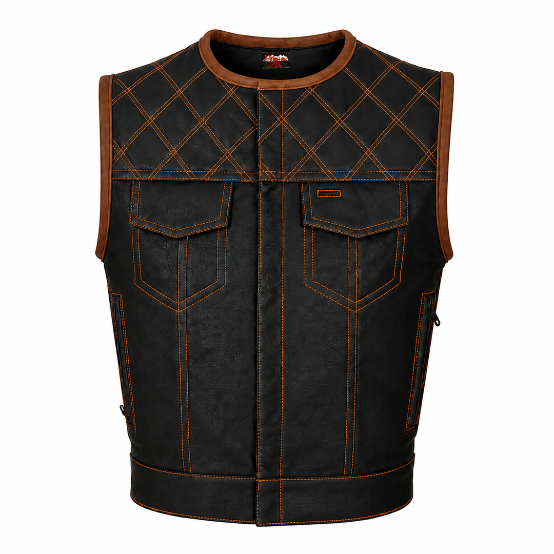 All Leather Double Diamond Club Vest