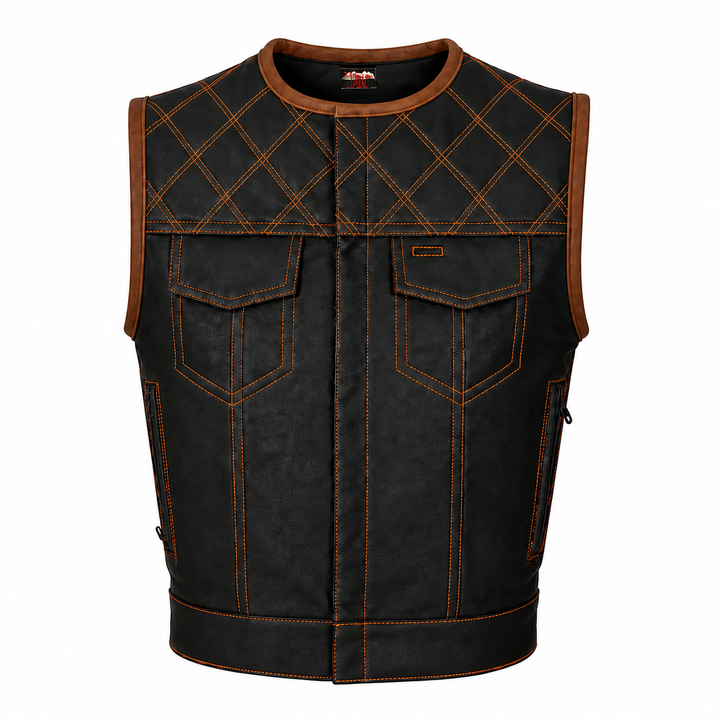 All Leather Double Diamond Club Vest