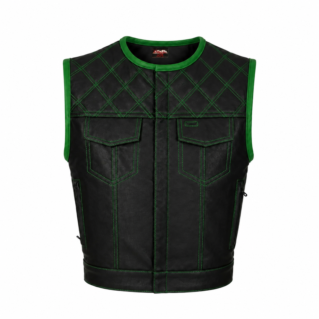 All Leather Double Diamond Club Vest
