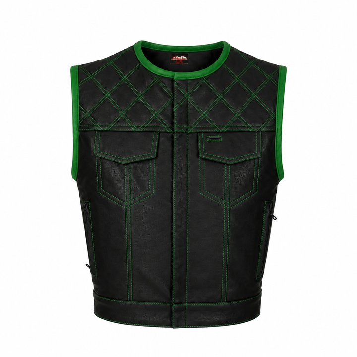 All Leather Double Diamond Club Vest