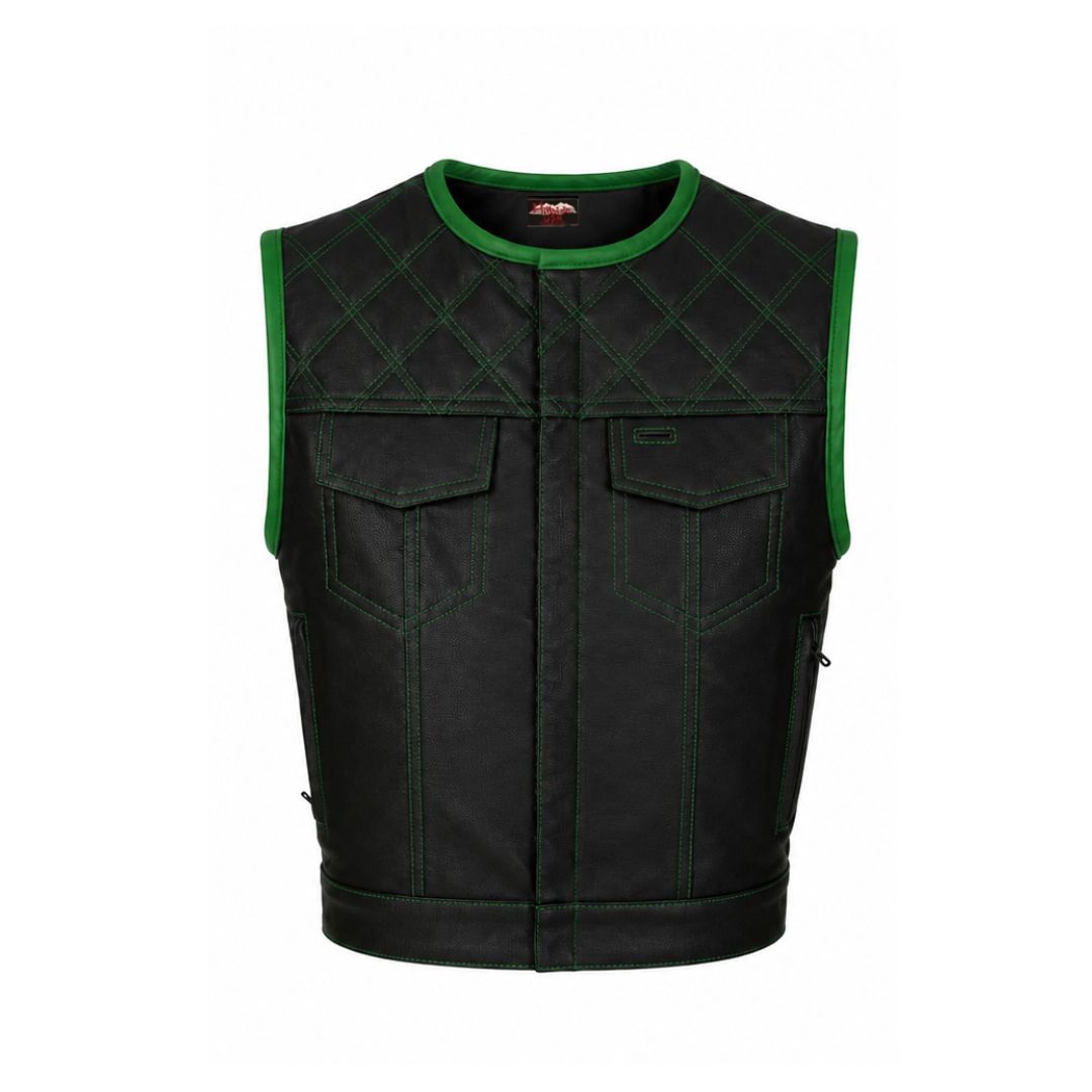 All Leather Double Diamond  Club Vest