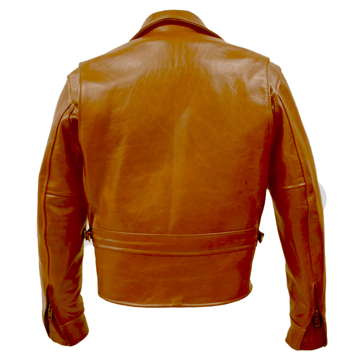 Half Belt Classic Biker Bison Jacket (Saddle Brown)