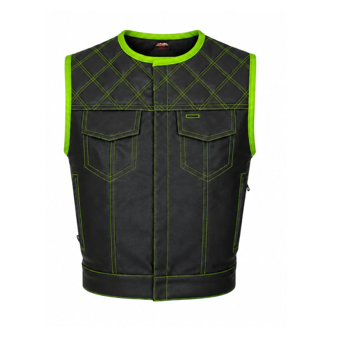 All Leather Double Diamond  Club Vest