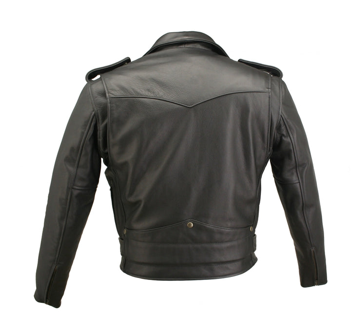 Men's D Pocket Biker Leather Jacket - Black
