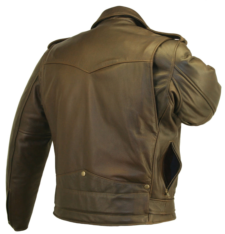 Men's D Pocket Distressed Brown Biker Jacket
