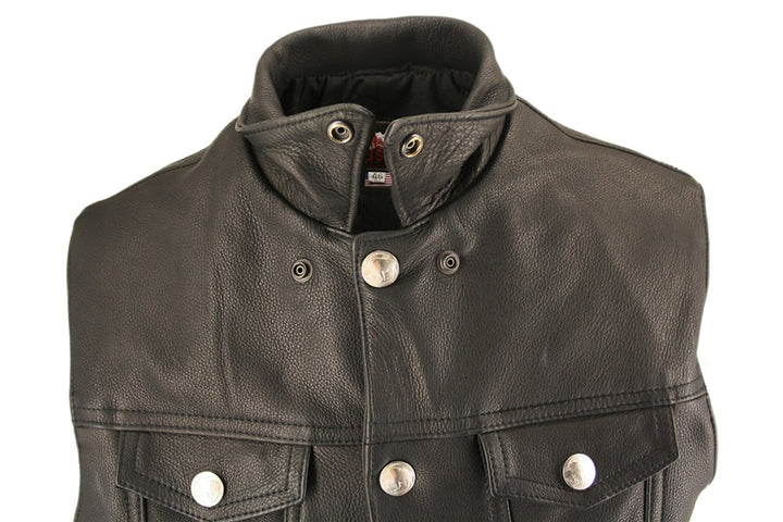 Men's Denim Style Vest With Collar
