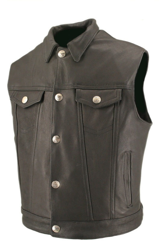Men's Denim Style Vest With Collar